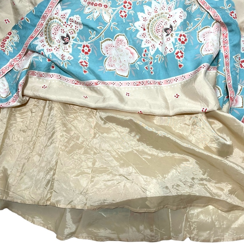 Massimo Dutti silk floral long  maxi skirt beige sz USA 10.  42/32 lined - Picture 4 of 11